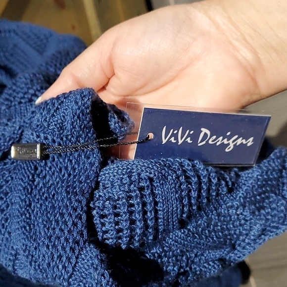 NEW CARDIGAN BLUE KNIT HIGH LOW VEST - Picture 5 of 7